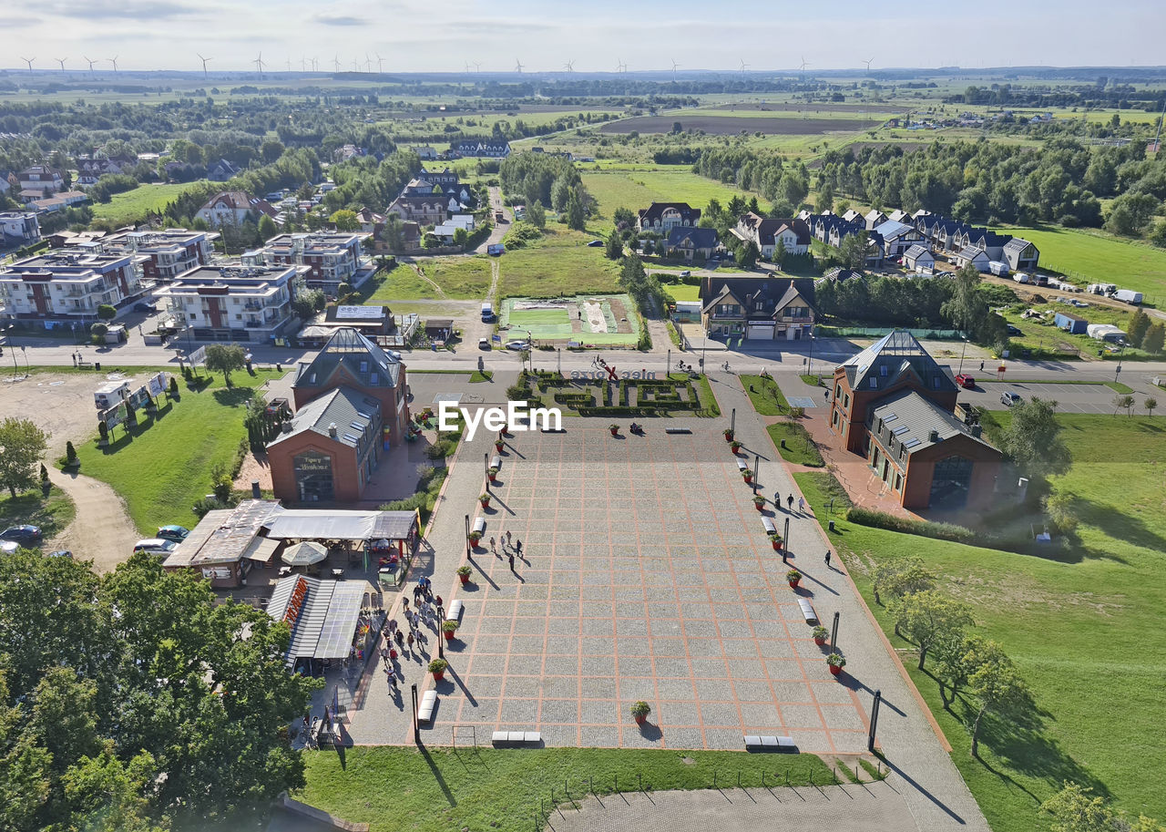 high angle view of buildings in city