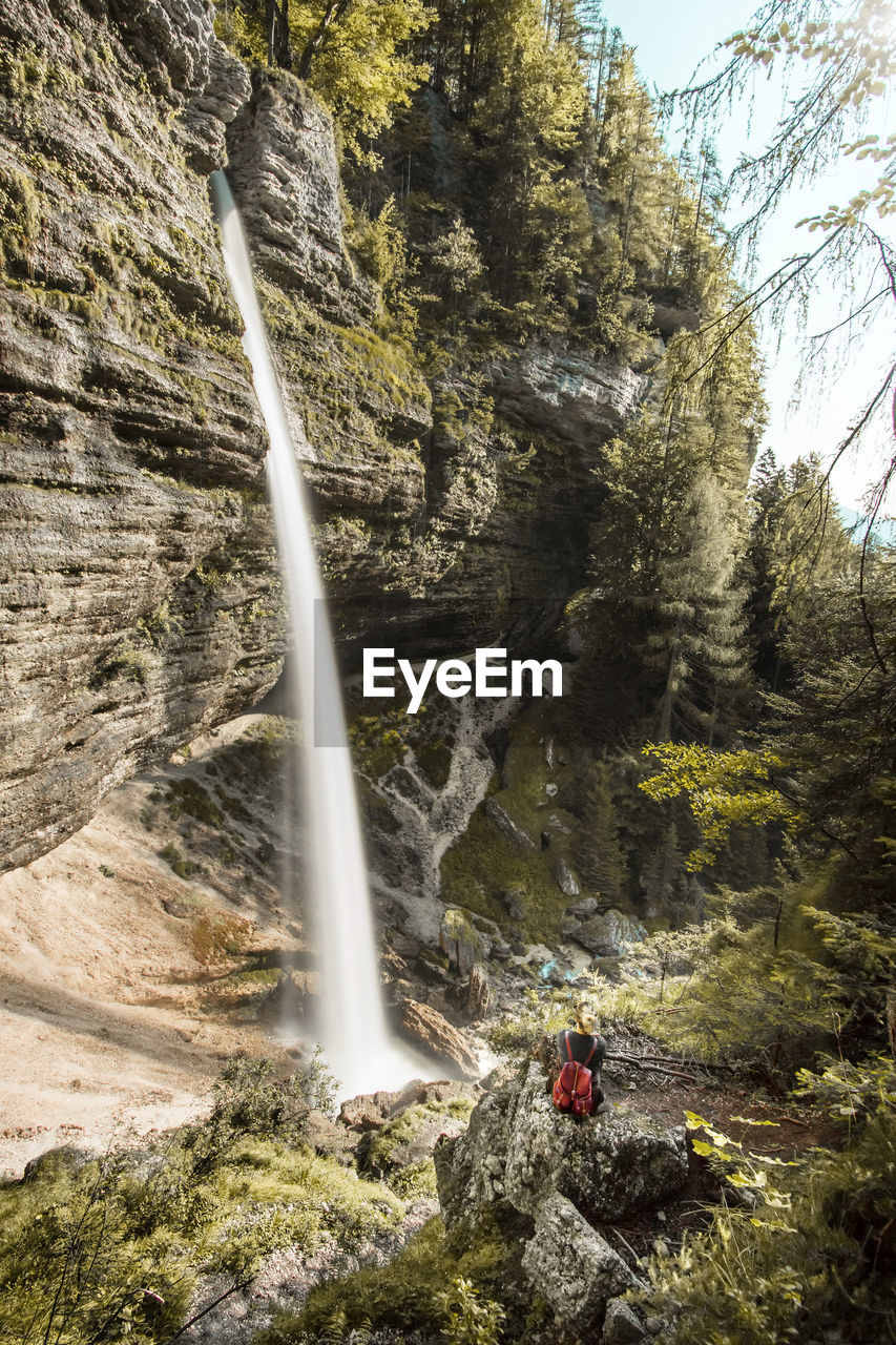 Scenic view of waterfall