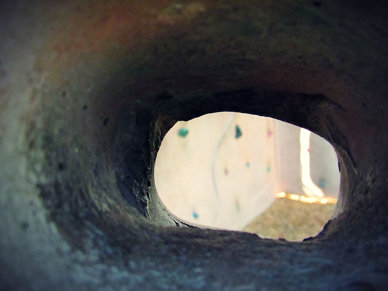 Close-up of rock tunnel