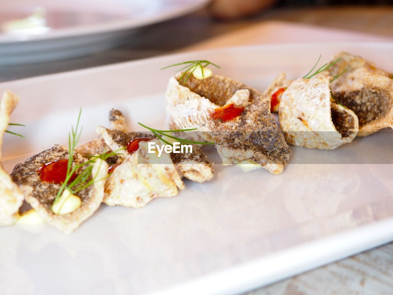 Close-up of fish served in plate