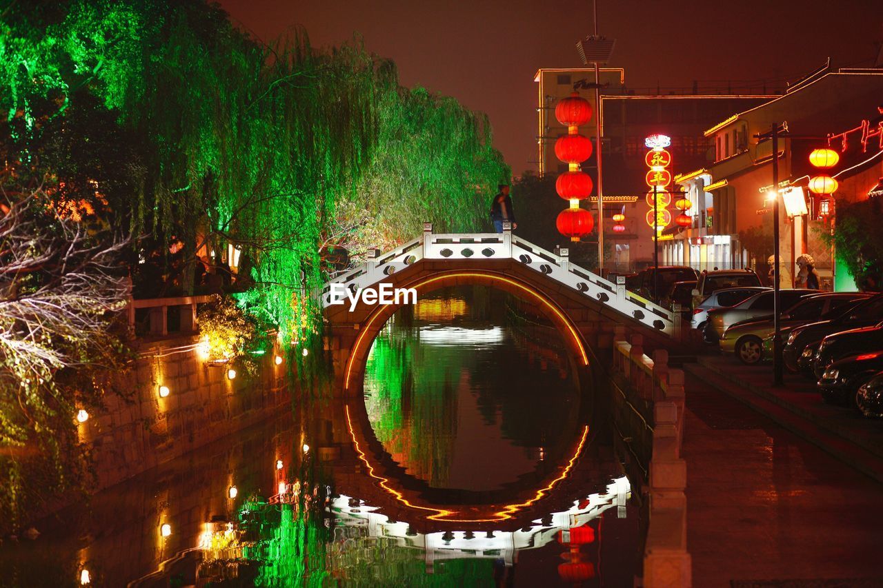 REFLECTION OF ILLUMINATED BUILDINGS IN WATER