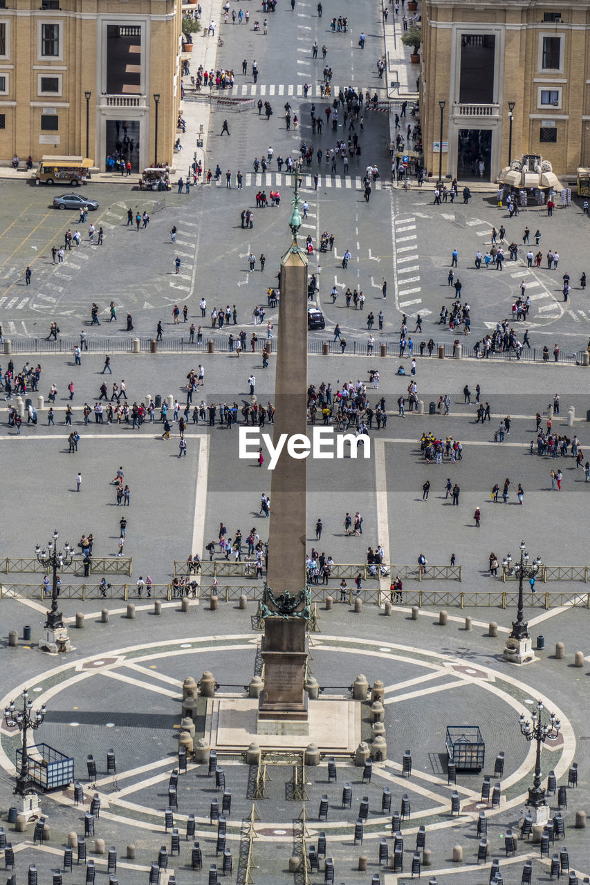 Aerial view of the obelisk in san pietro square in vatican