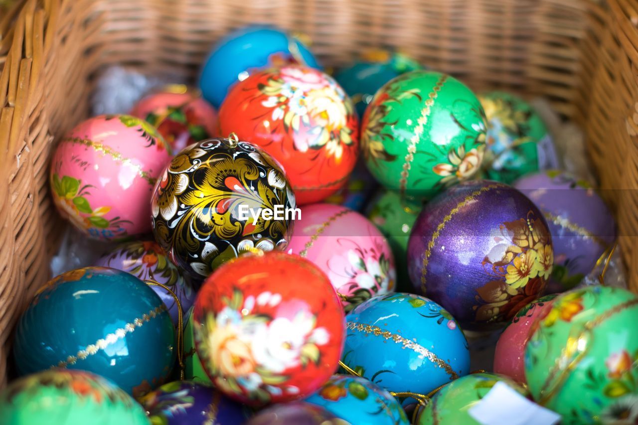 Close-up of colorful easter eggs