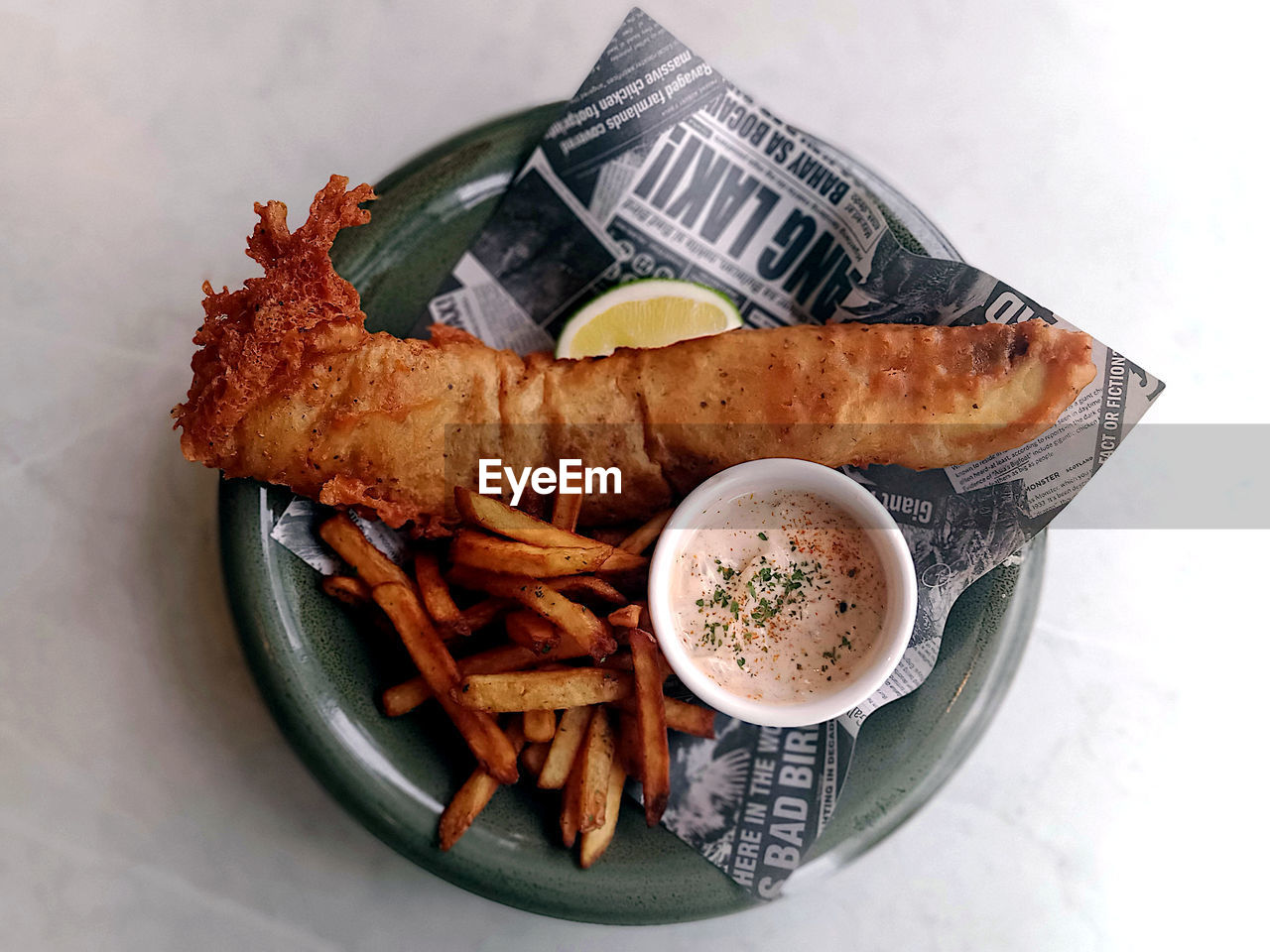 high angle view of food in plate