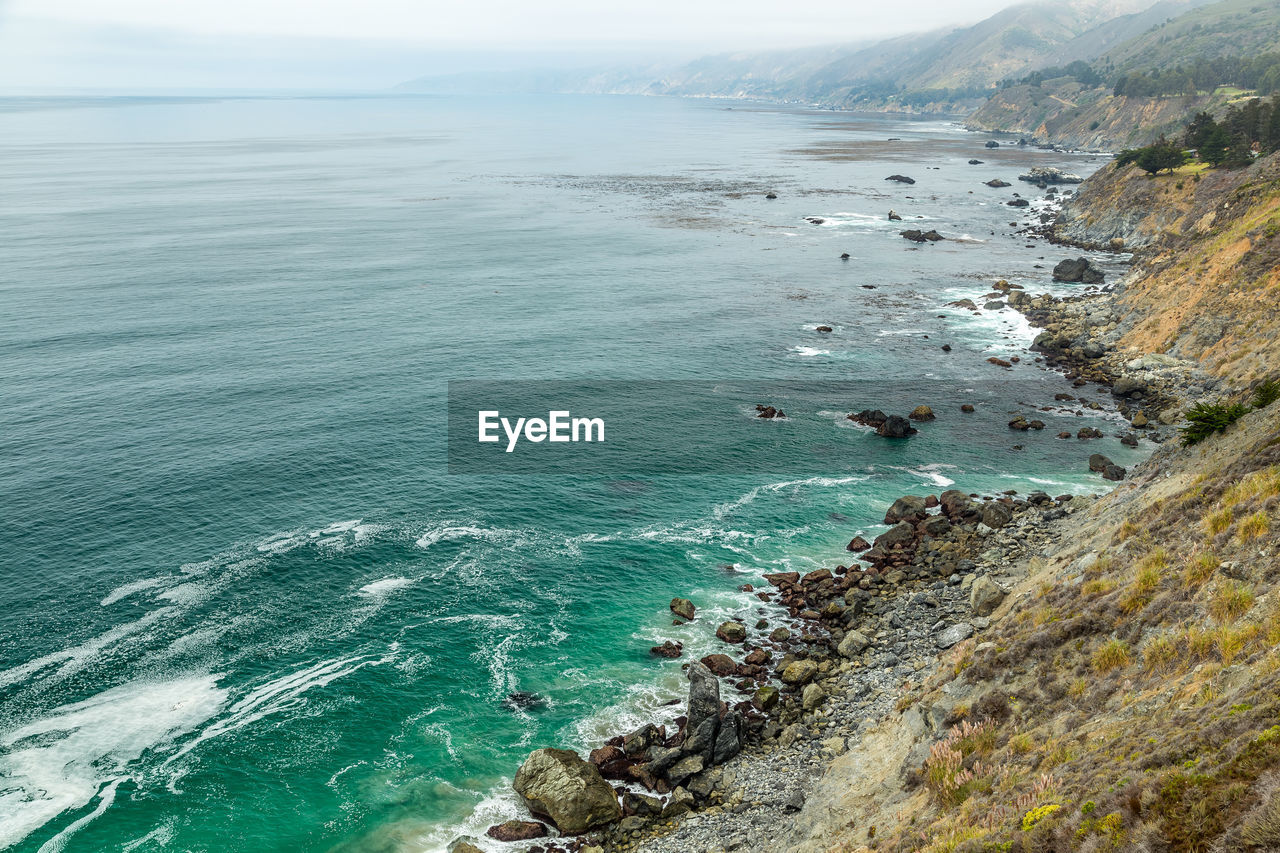 High angle view of beach against sky