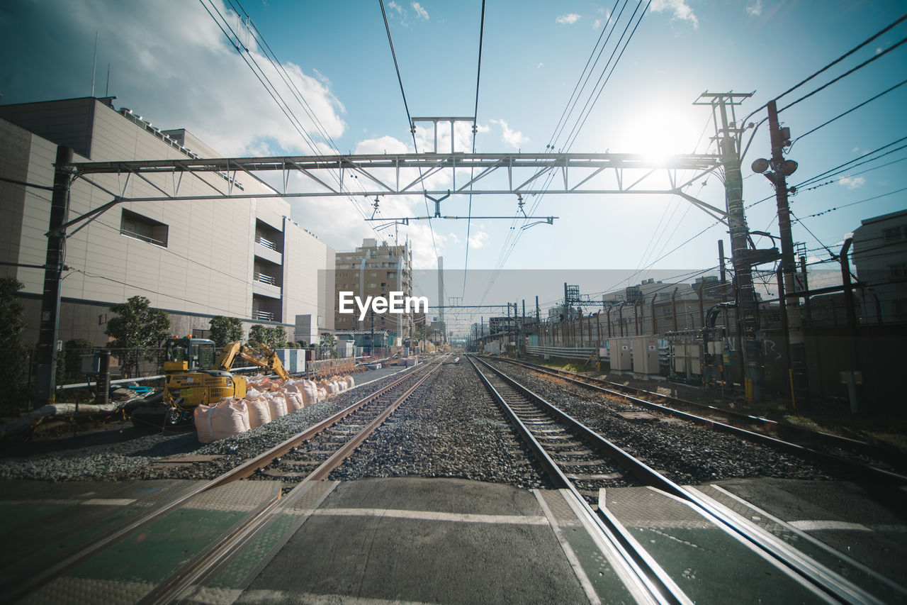 Railroad tracks against sky