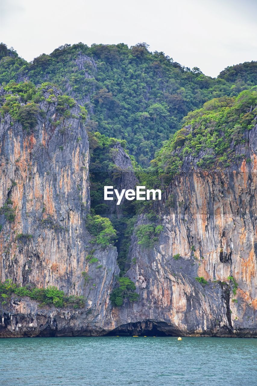 Island ocean tropical forest views near phi phi, ko rang yai, ko li pe phuket thailand asia.