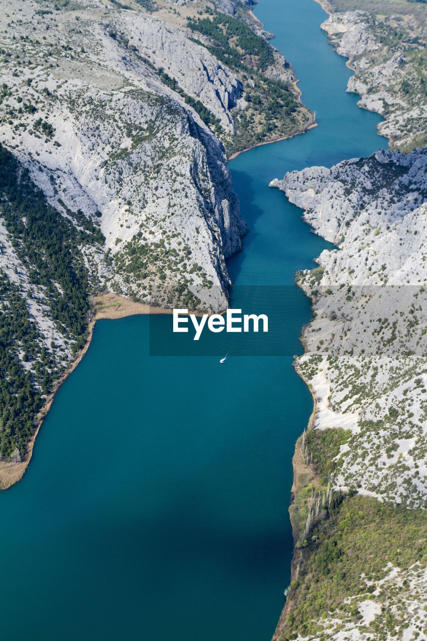 Aerial view of the canyon of the krka river