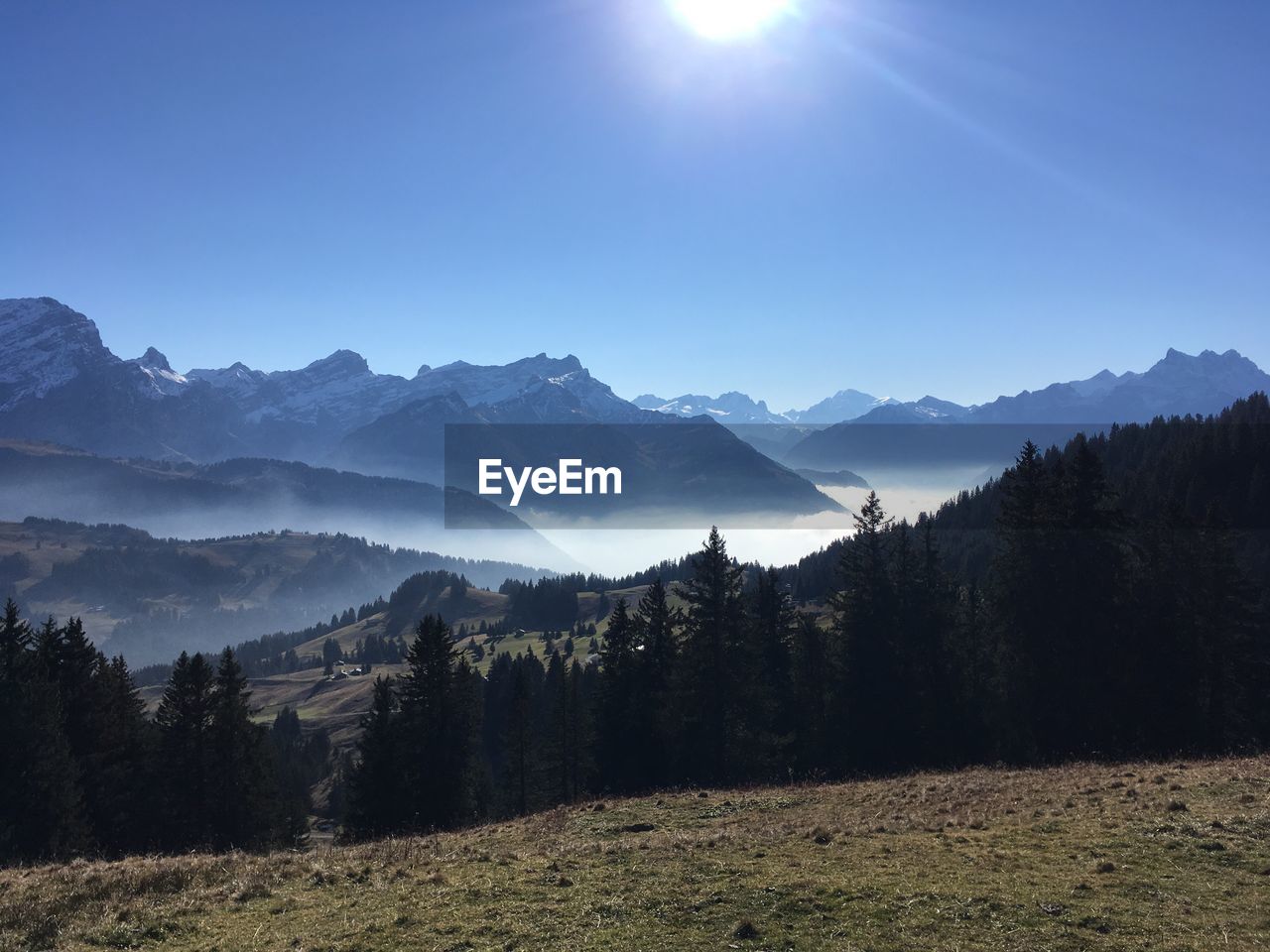 Scenic view of mountains against sky