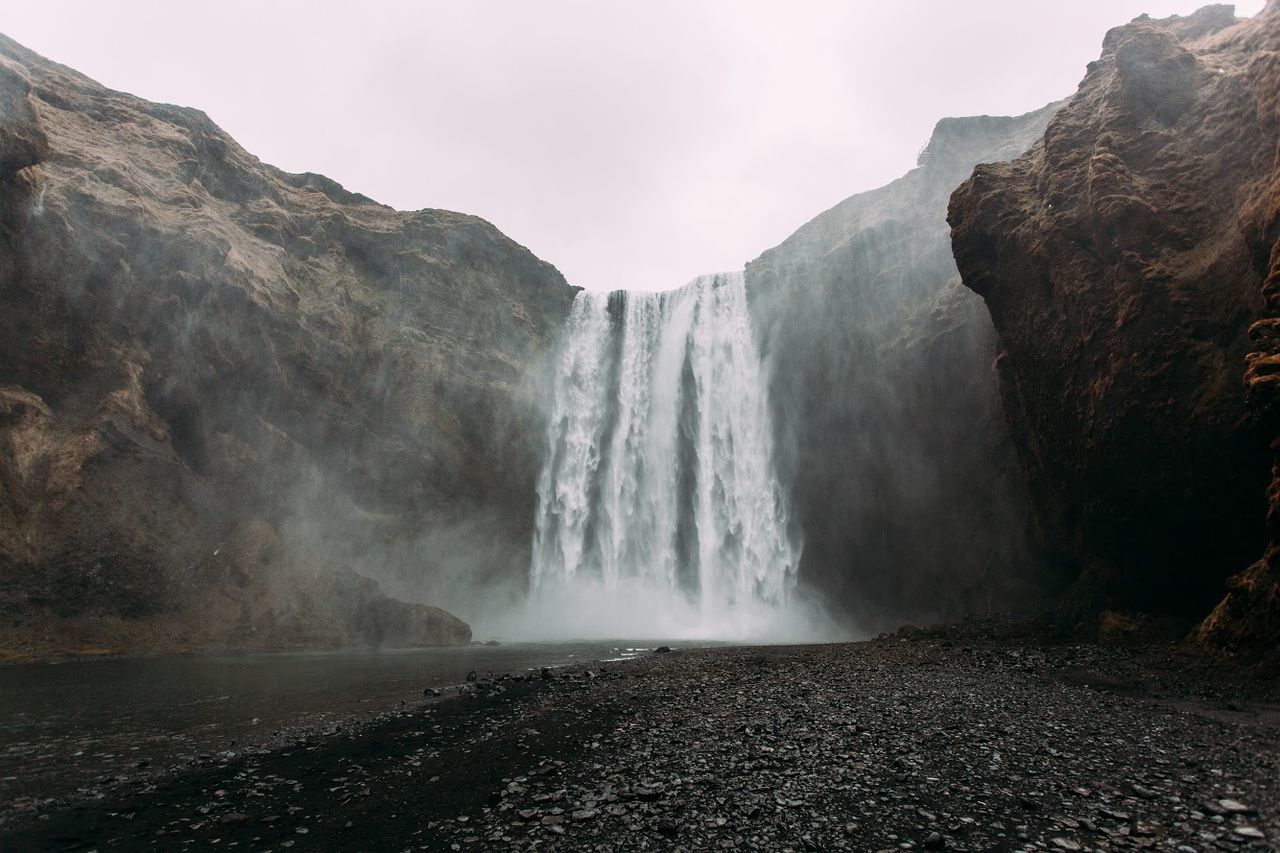 Skogafoss against clear sky