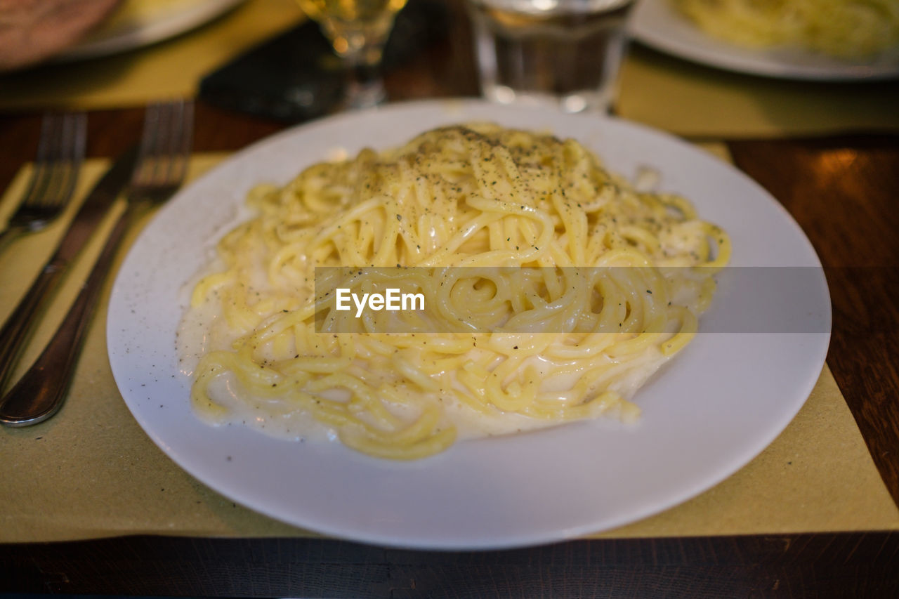 High angle view of meal served in plate