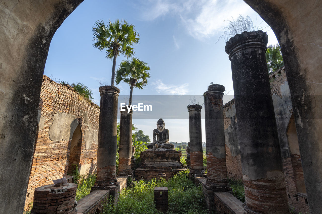 low angle view of old ruins