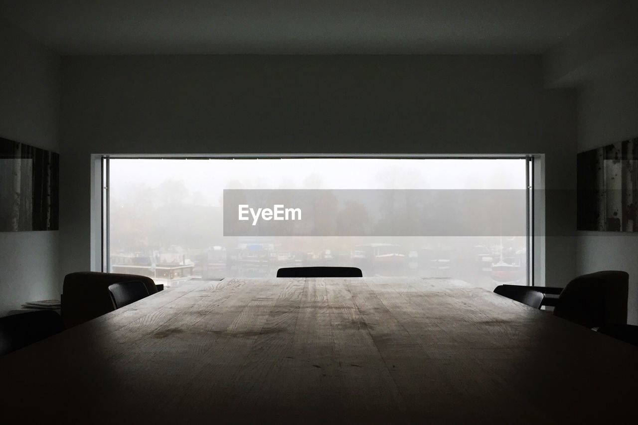 Conference table against window