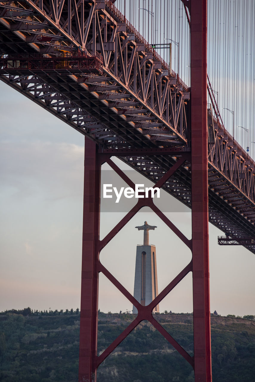 low angle view of suspension bridge