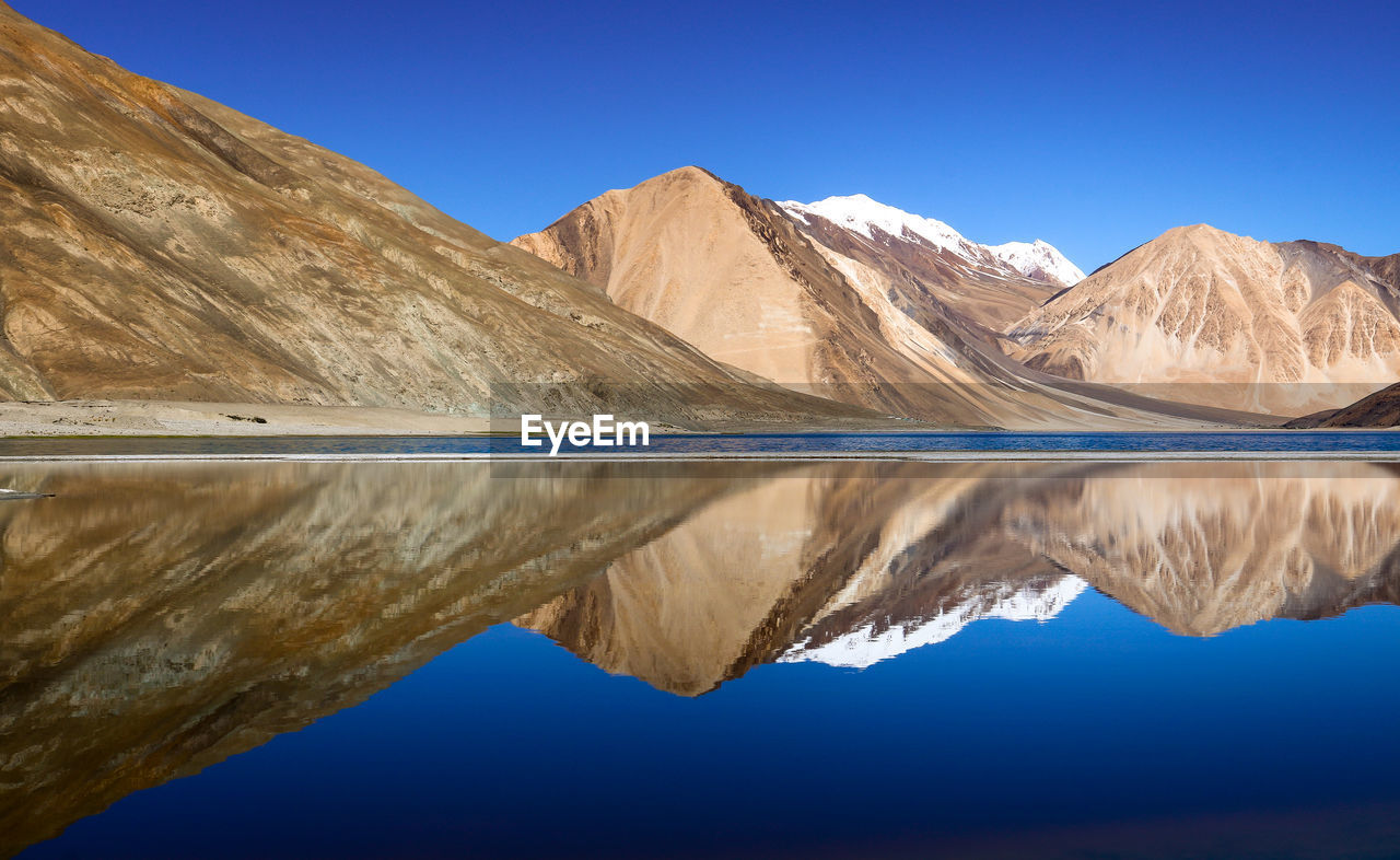 Reflection of mountain range in lake