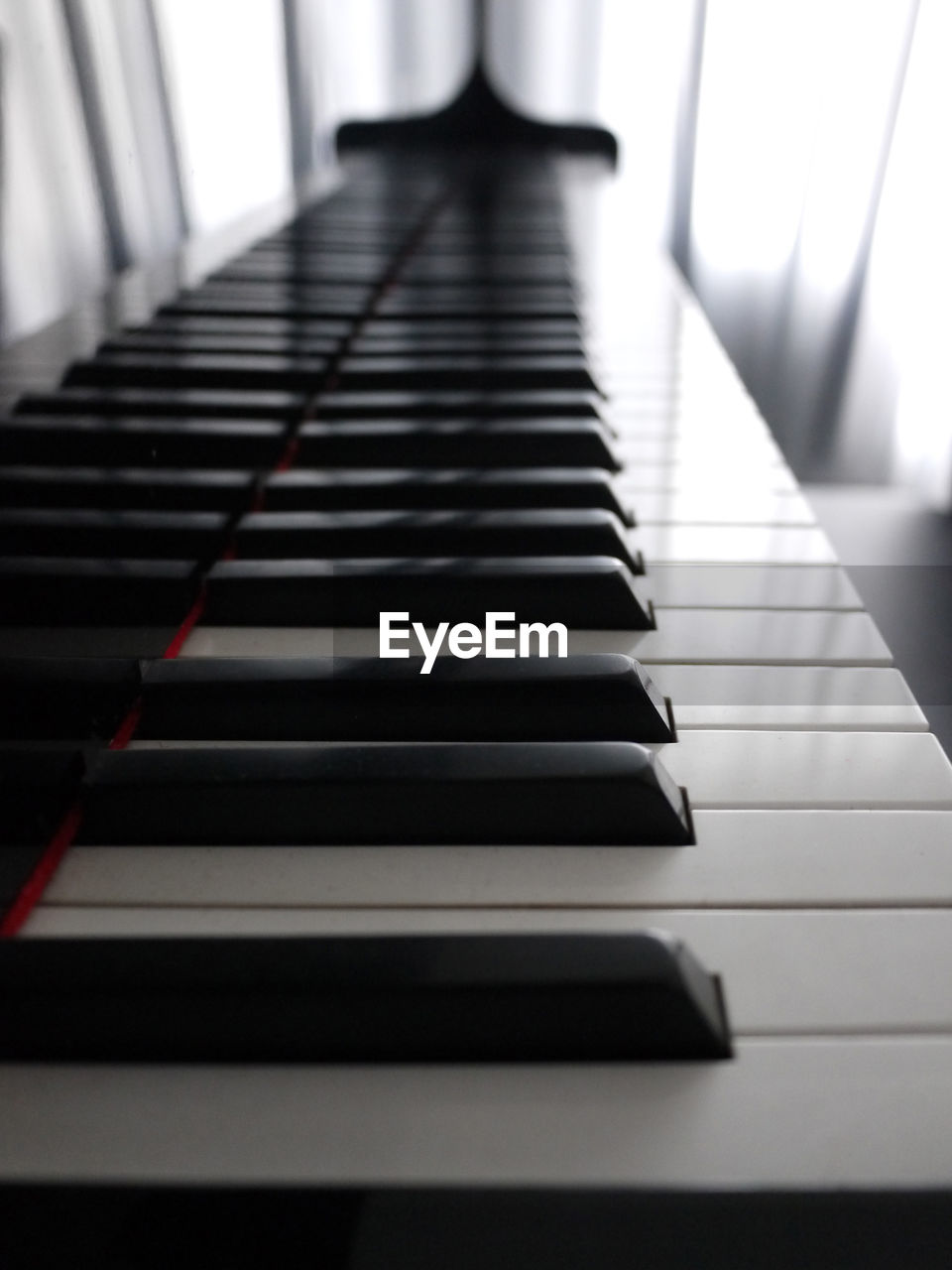 Close-up of piano keys at home