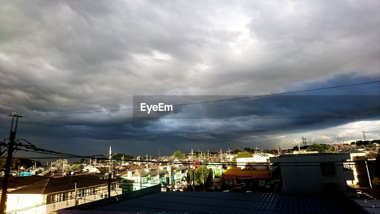 VIEW OF CITYSCAPE AGAINST CLOUDY SKY