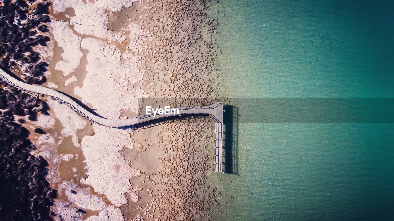 Aerial view of jetty at beach