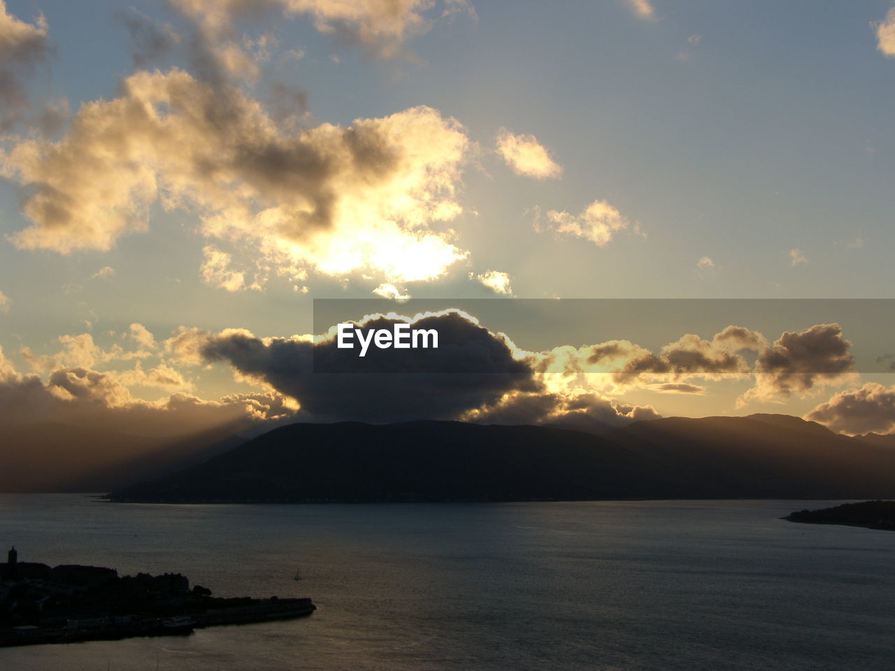 Scenic view of sea against cloudy sky