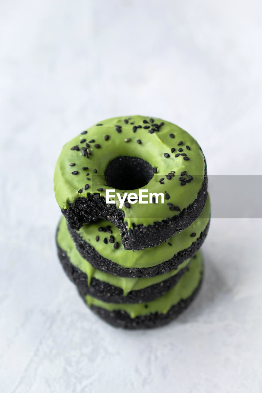 Close-up of donuts on table