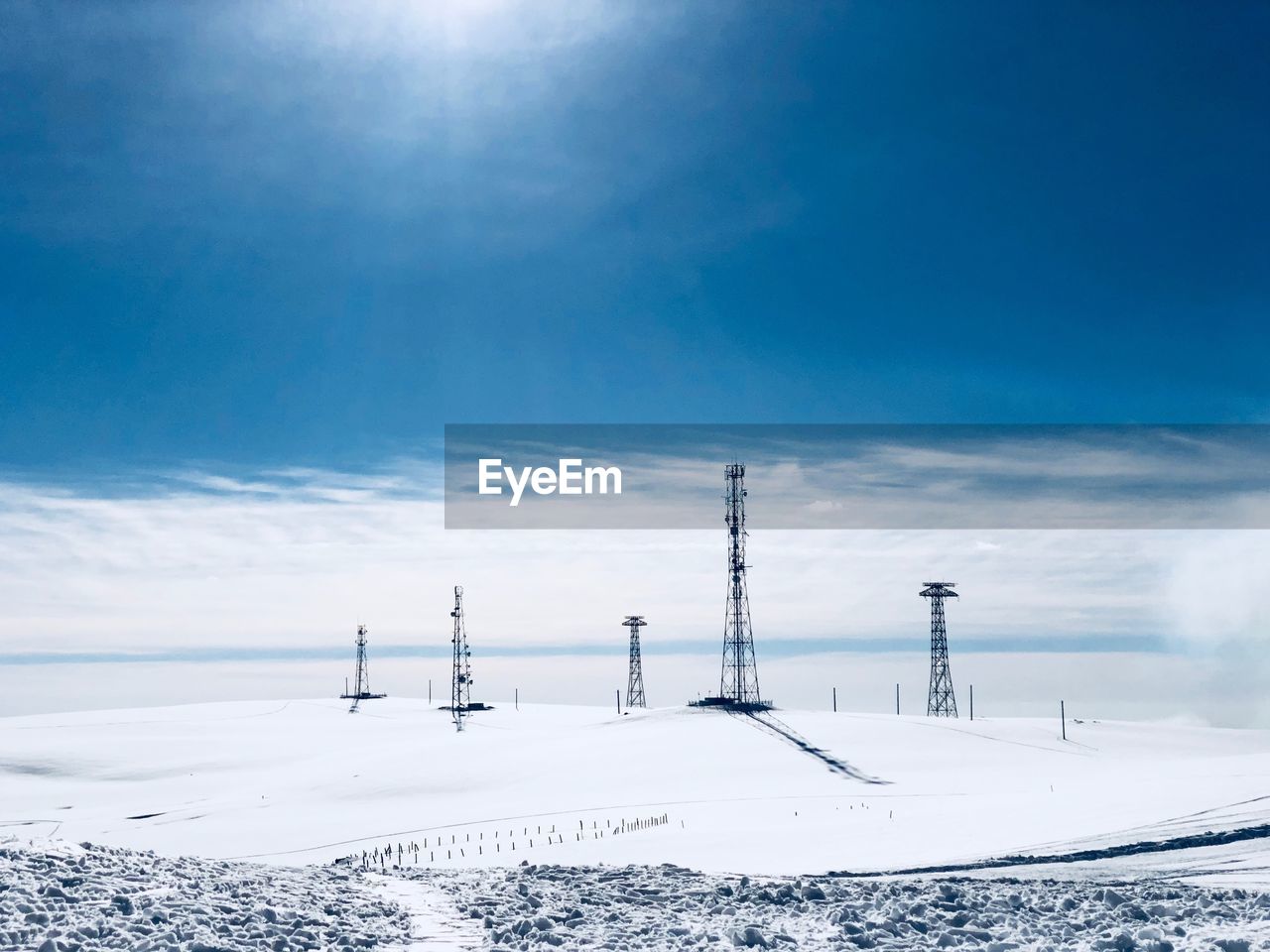 Scenic view of frozen sea against sky