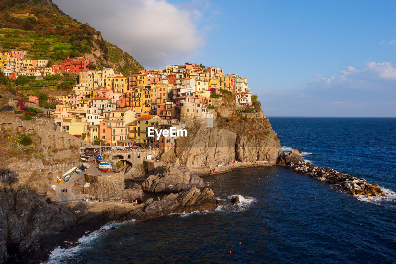 Manarola village in cinque terre at sunset