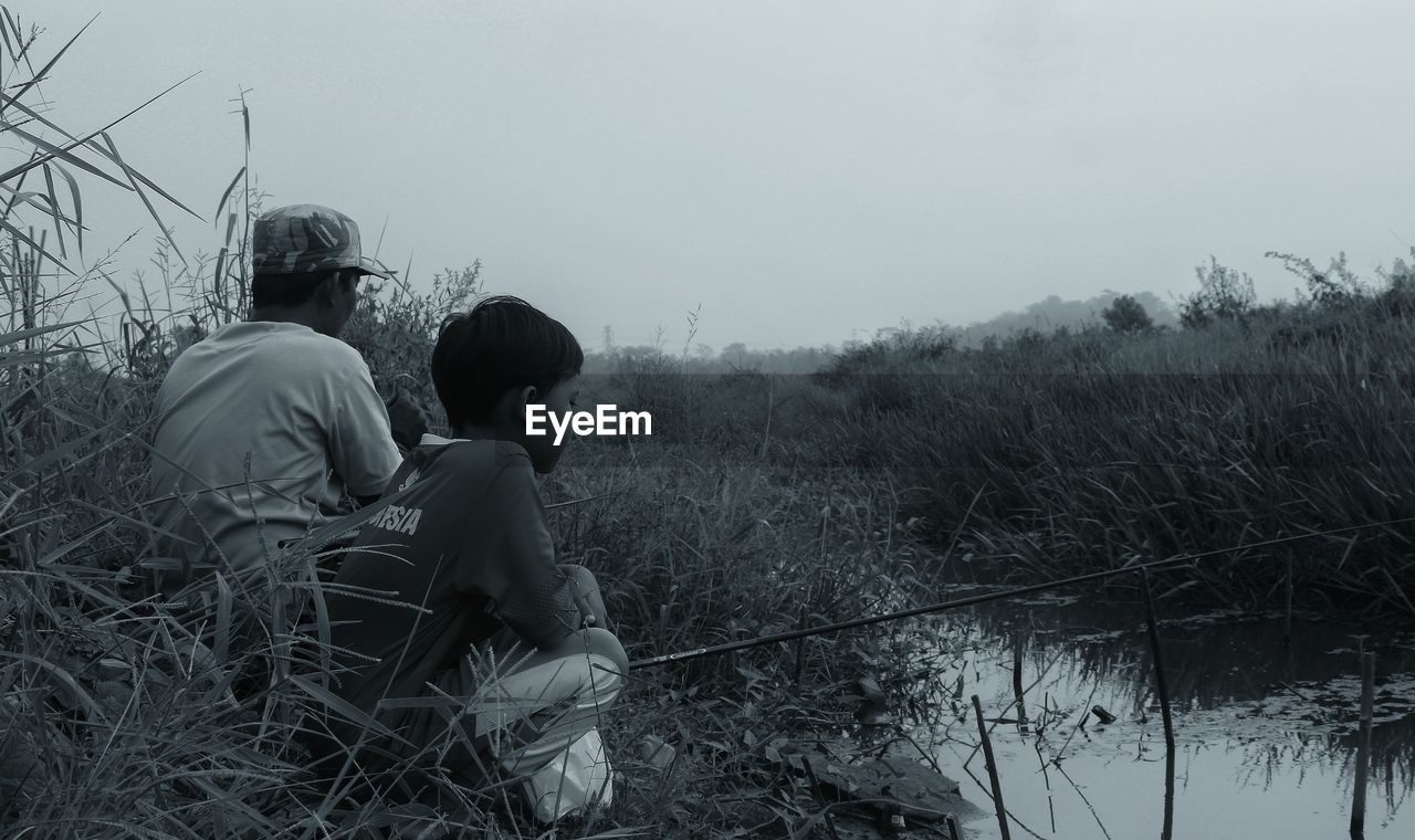 Father and son fishing