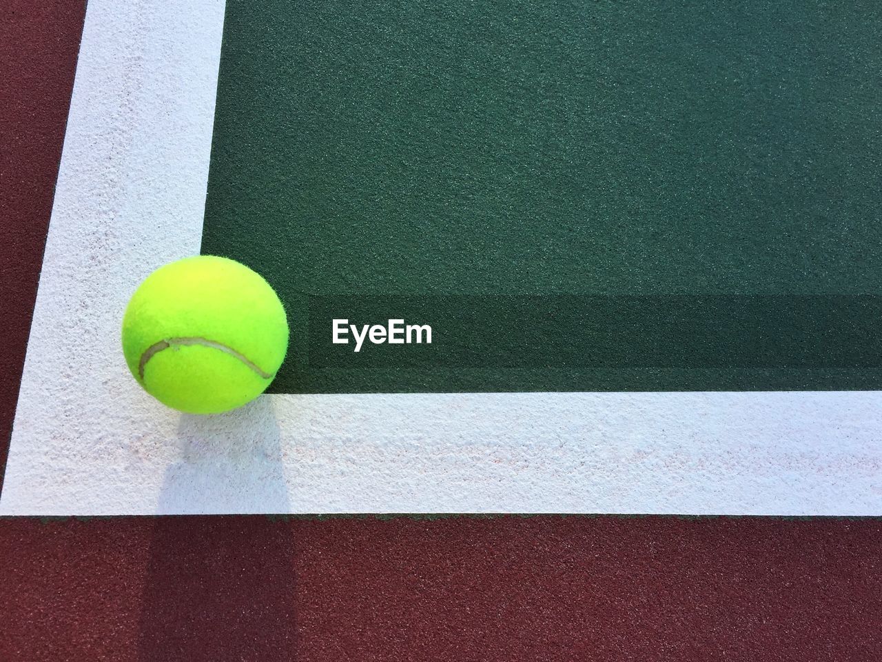 High angle view of ball at tennis court