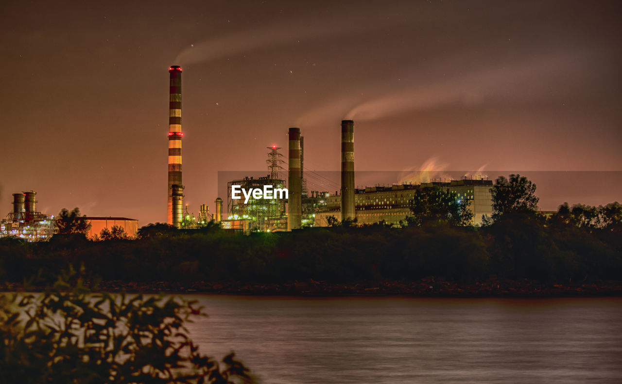 FACTORY BY RIVER AGAINST SKY