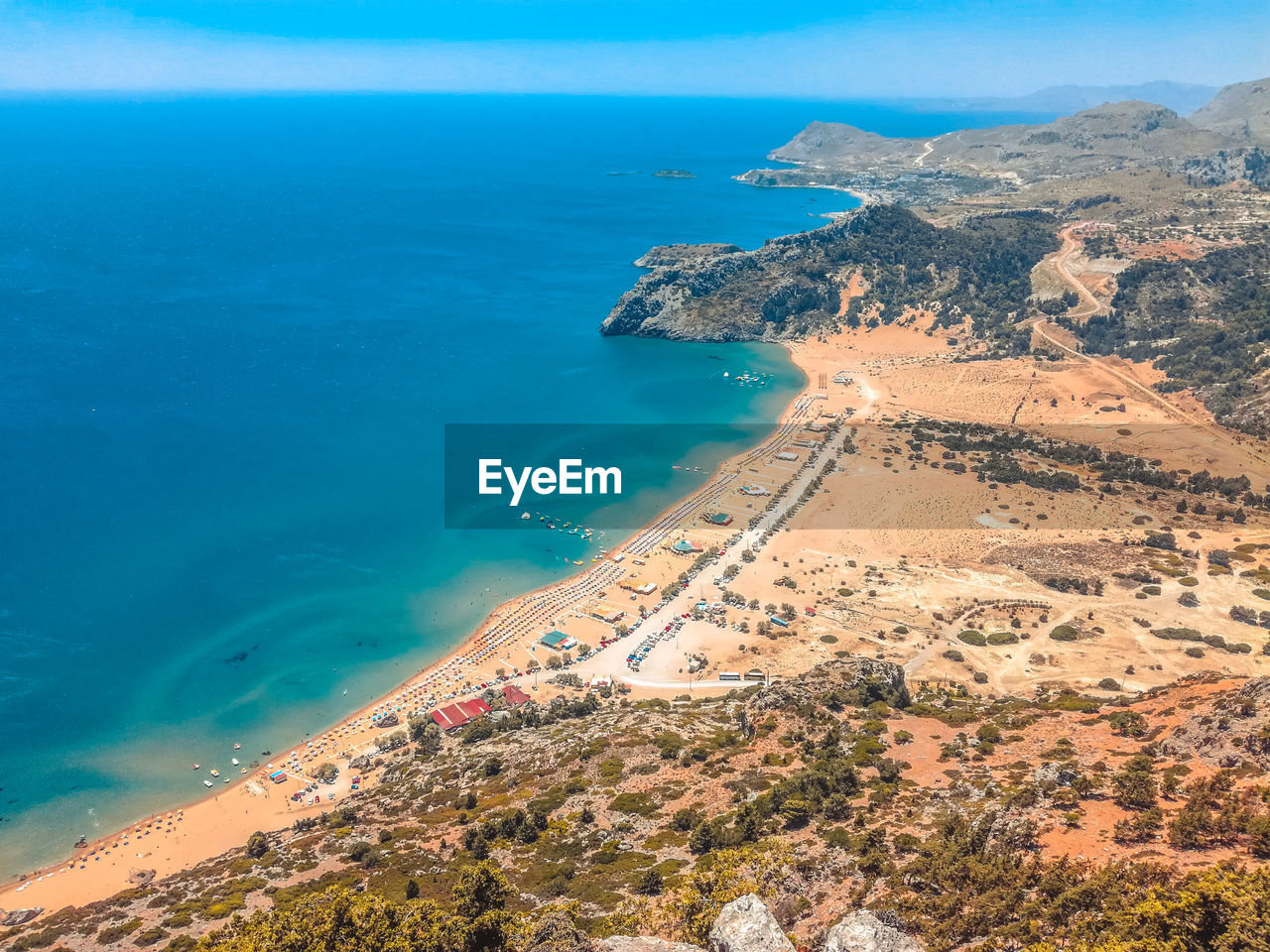 High angle view of beach against sky