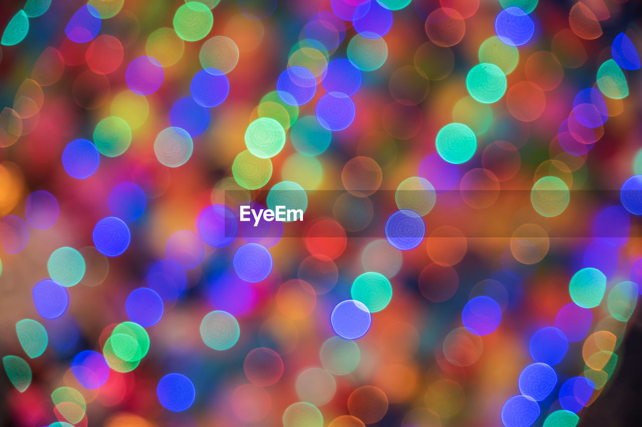 Defocused image of colorful illuminated lights