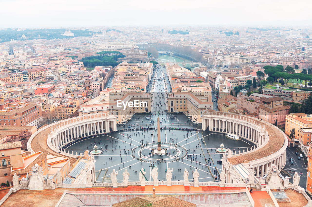 Aerial view of main square in vatican . st. peter's square view from above 