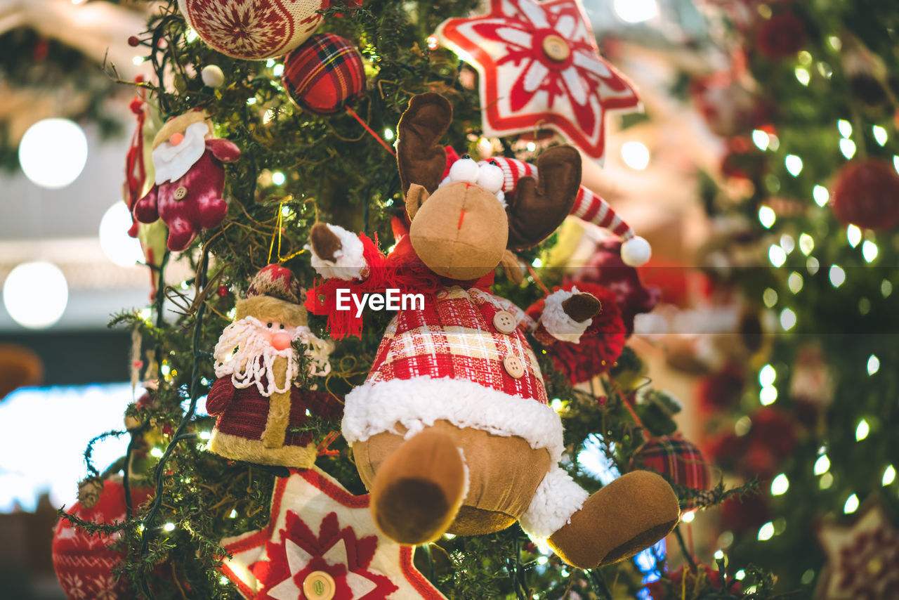 Close-up of decorated christmas tree