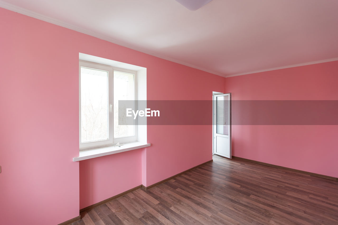 Empty pink room interior for design and decoration