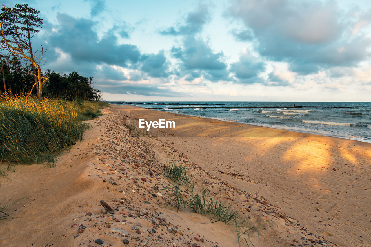 Scenic view of beach against sky