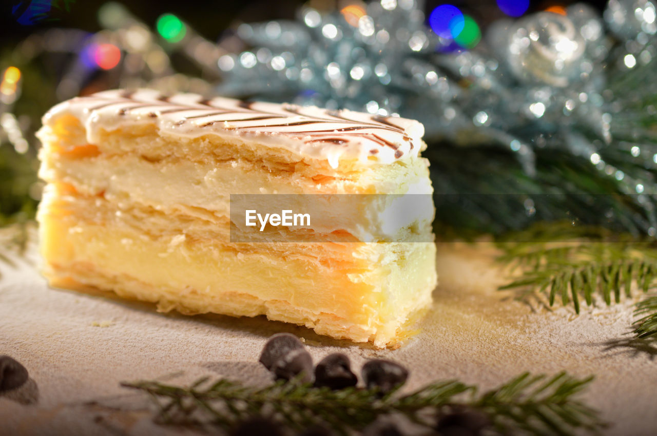 CLOSE-UP OF CAKE SLICE IN PLATE