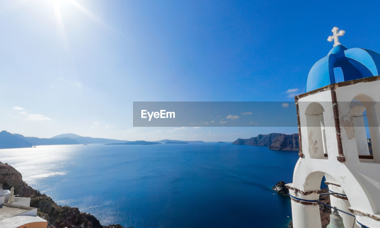 View of sea against blue sky