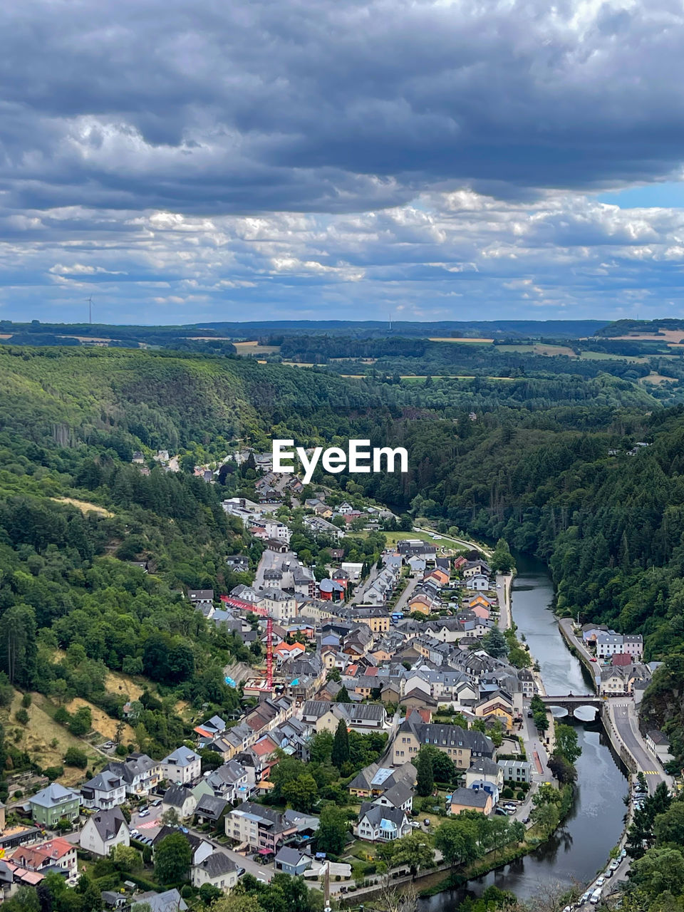 High angle view of townscape against sky