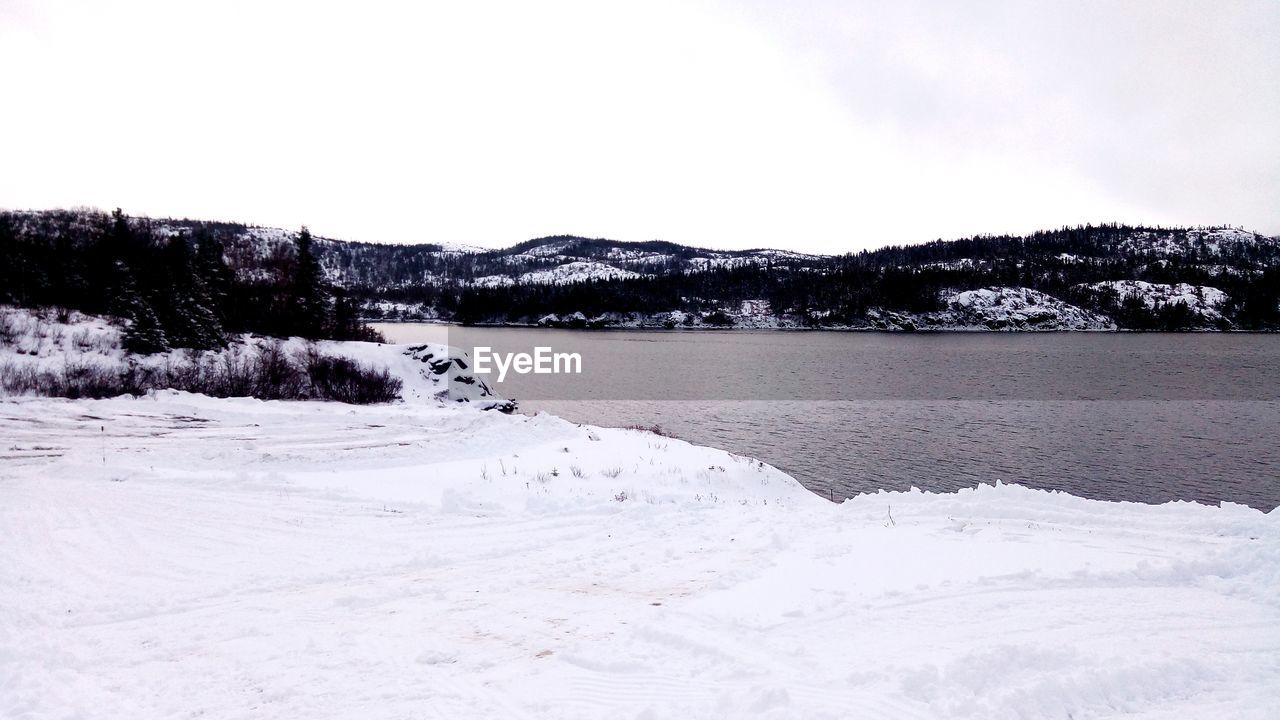 SNOW COVERED LANDSCAPE AGAINST SKY