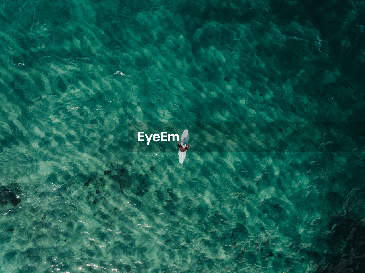 HIGH ANGLE VIEW OF PERSON IN SEA