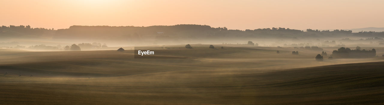 Scenic view of landscape against sky during sunset