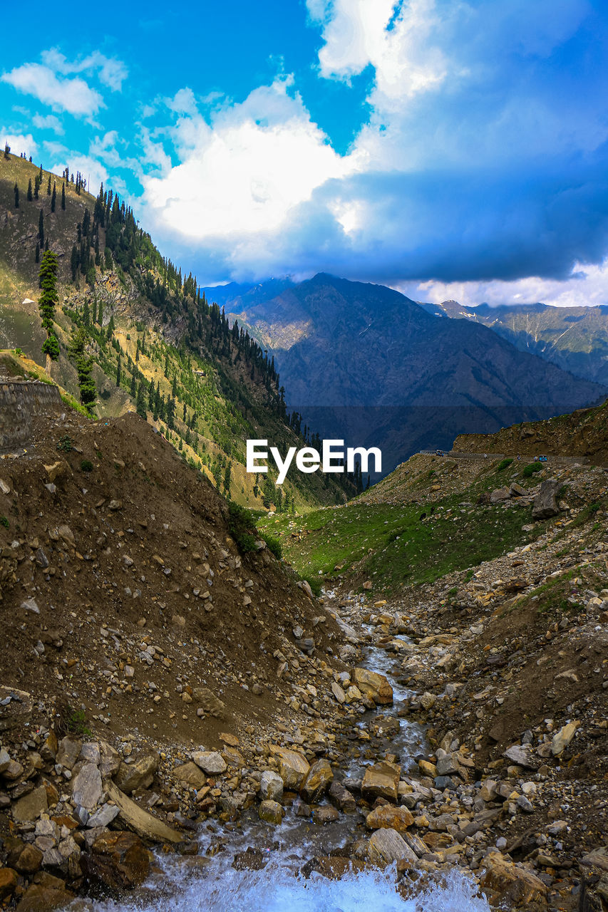 SCENIC VIEW OF LANDSCAPE AND MOUNTAINS AGAINST SKY