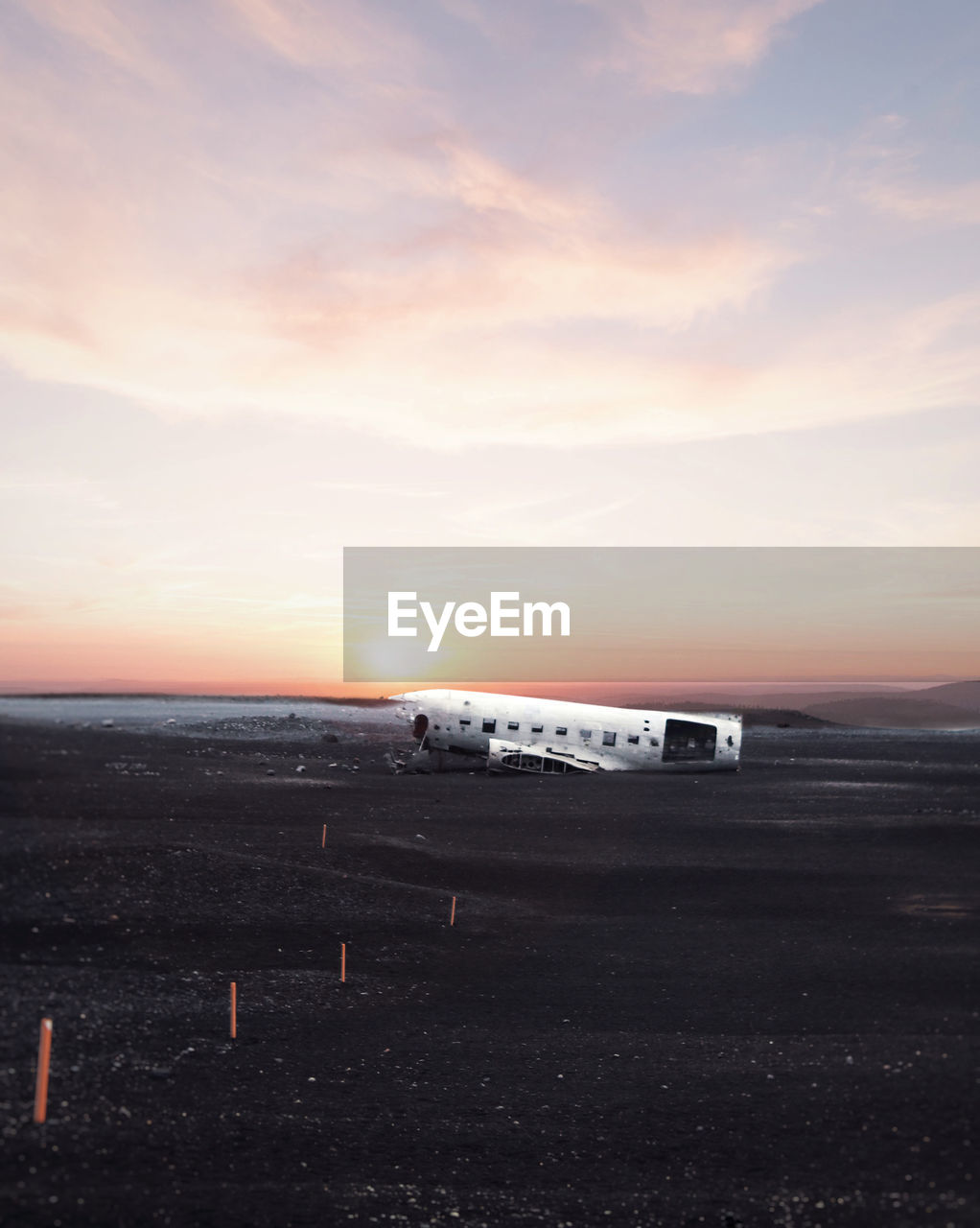 View of abandoned crash airplane