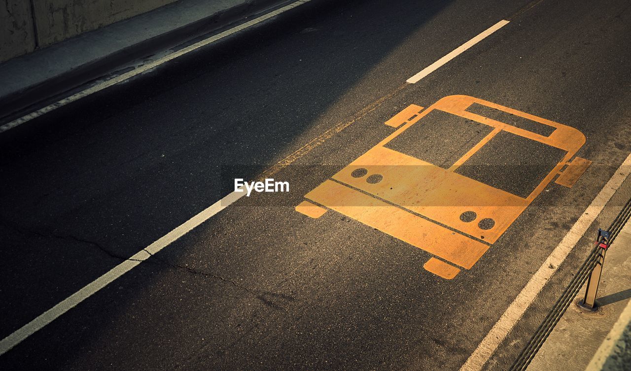 High angle view of road sign