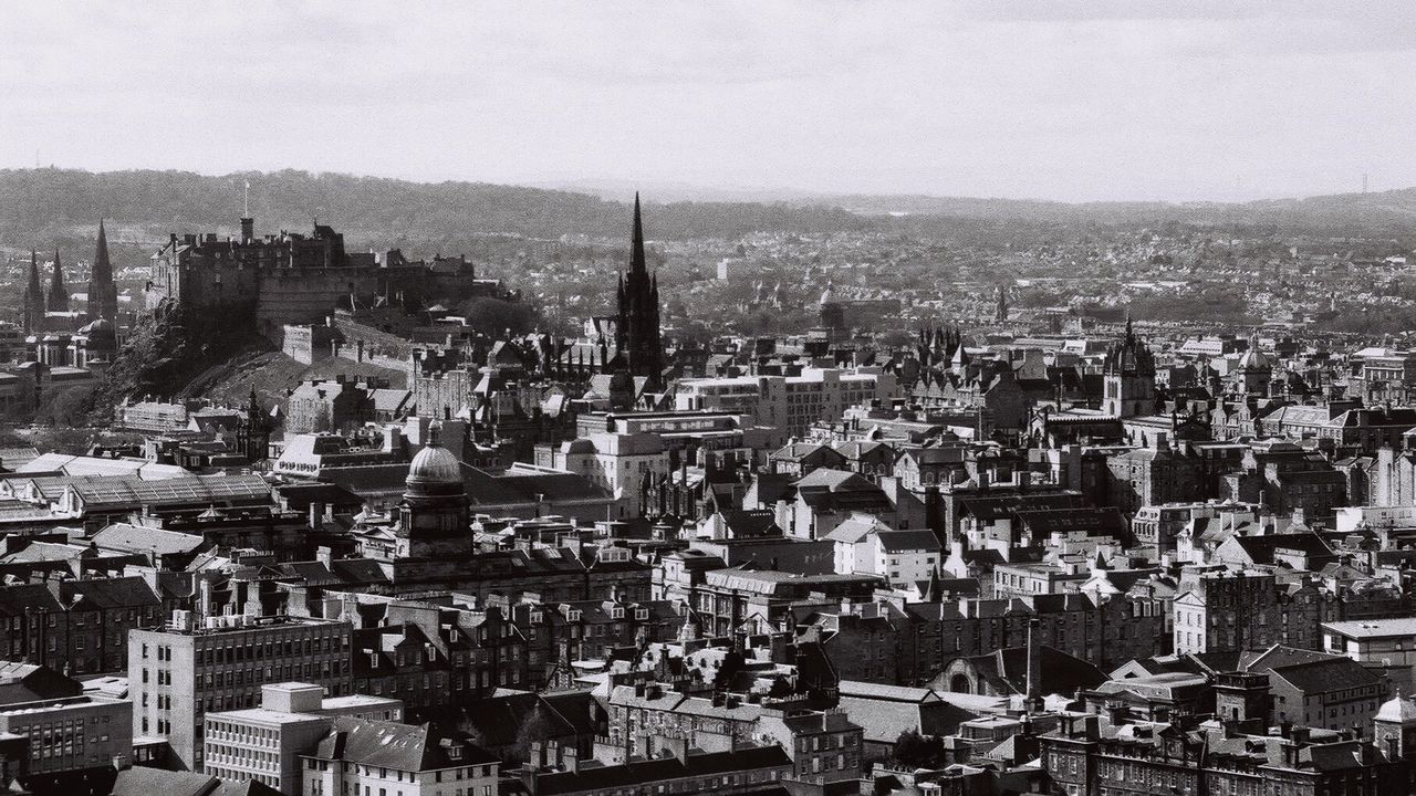 High angle view of cityscape against sky