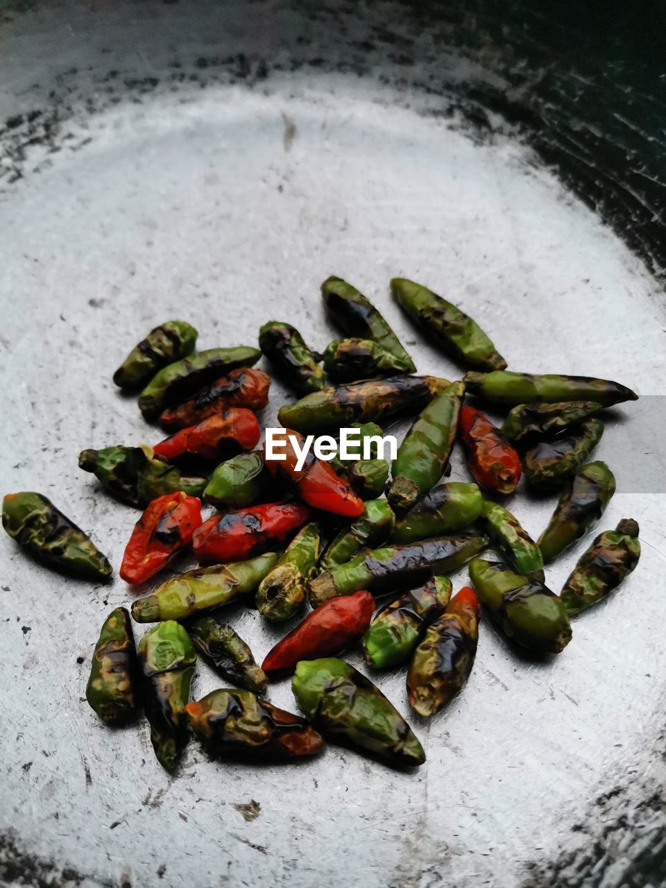 High angle view of chopped vegetables in container