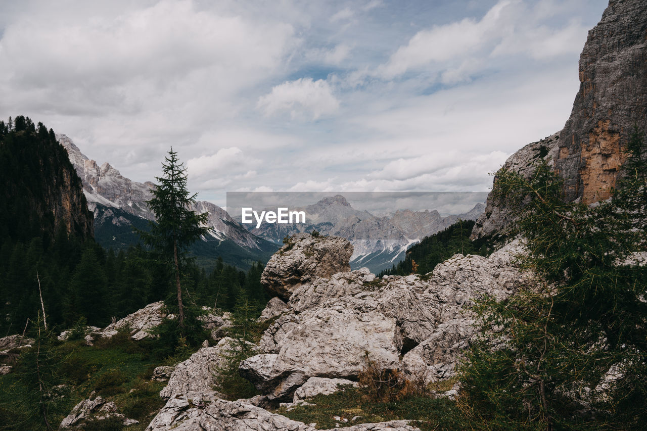 Scenic view of rocky mountains against sky