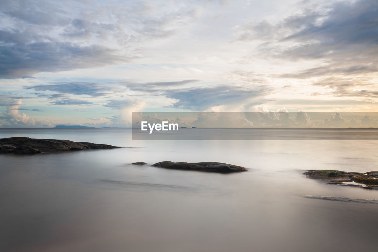 Long exposure capture of coast and ocean on borneo, sabah - malaysia
