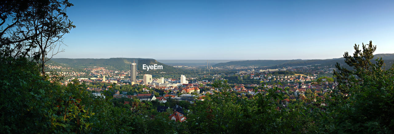 High angle view of townscape against sky