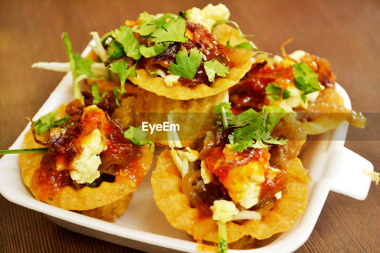 Close-up of food on plate on table